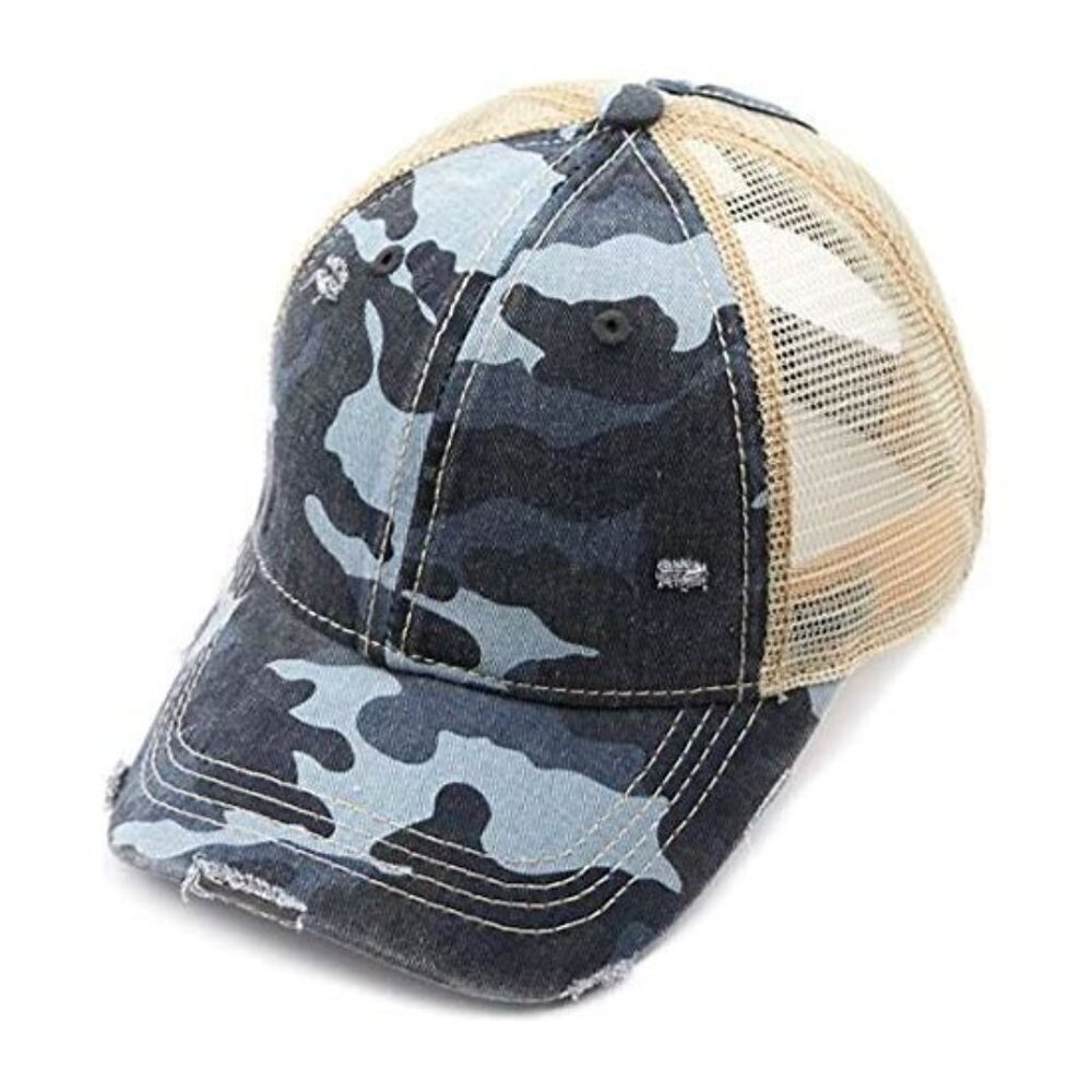 C.C gray ponytail baseball hat - mesh back with velcro